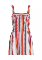 Ramy Brook Luisa Striped Open-Knit Minidress