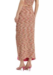 Ramy Brook Mable Chevron Ruched Midi-Skirt