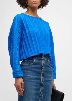 Ramy Brook Macy Pleated Long-Sleeve Blouse