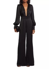 Ramy Brook Madelane Satin Plunge Jumpsuit