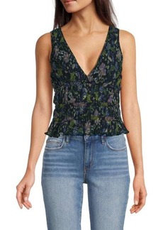 Ramy Brook Malory Pleated Floral Tiered Top