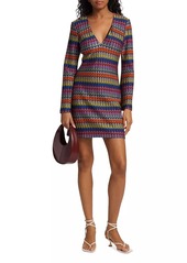 Ramy Brook Maya Zigzag Flare-Sleeve Minidress