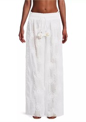 Ramy Brook Milan Floral Cotton Drawstring Wide-Leg Pants