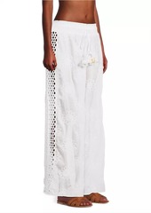 Ramy Brook Milan Floral Cotton Drawstring Wide-Leg Pants