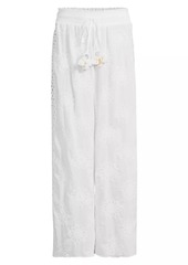 Ramy Brook Milan Floral Cotton Drawstring Wide-Leg Pants