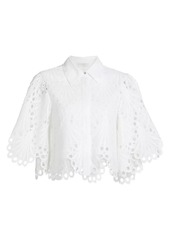 Ramy Brook Myrtle Lace Short-Sleeve Button-Up Shirt