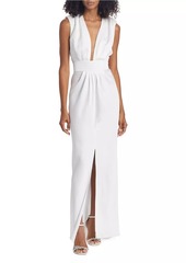 Ramy Brook Quinn V-Neck Satin Gown