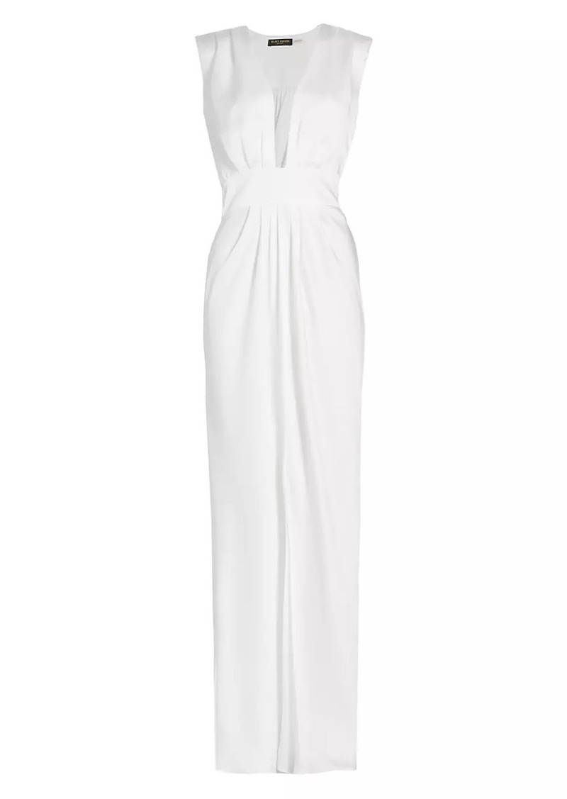 Ramy Brook Quinn V-Neck Satin Gown