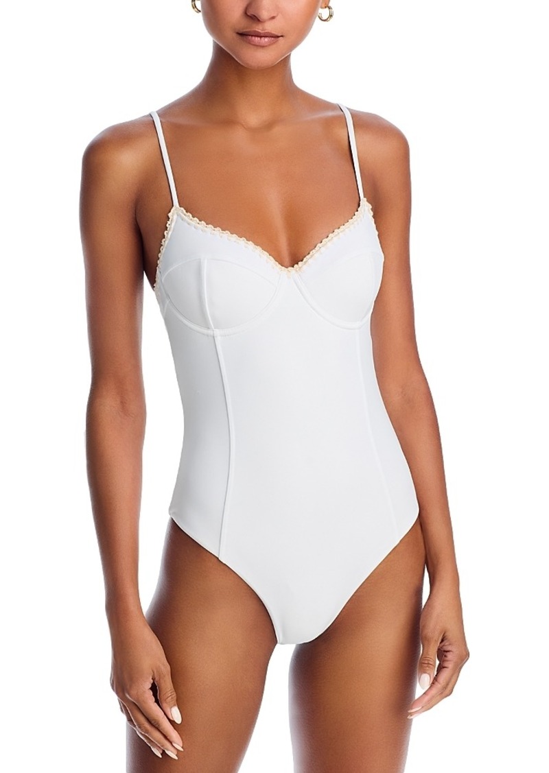 Ramy Brook Addisyn Crochet Trim One Piece Swimsuit