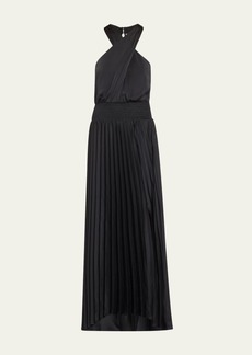 Ramy Brook Arina Pleated Halter Midi Dress