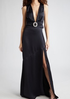 Ramy Brook August Crystal Embellished Satin Gown