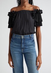 Ramy Brook Braelynn Floral Appliqué Off the Shoulder Top