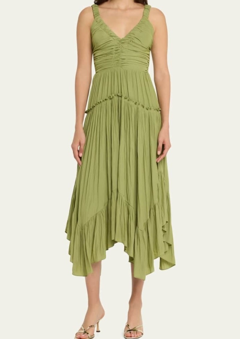 Ramy Brook Cleo Gathered Handkerchief Midi Dress