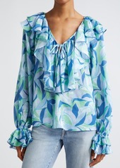 Ramy Brook Imani Print Ruffle Top