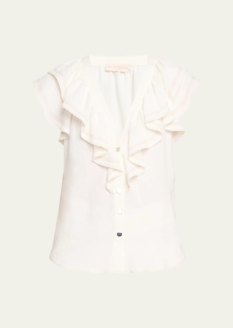 Ramy Brook Lettie Ruffle Button-Front Blouse