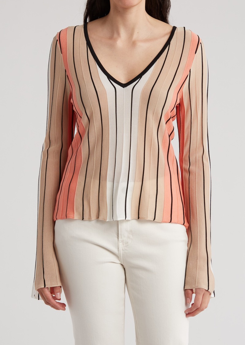 Ramy Brook Liana Colorblock Stripe Long Sleeve Top in Deco Rose Combo at Nordstrom Rack