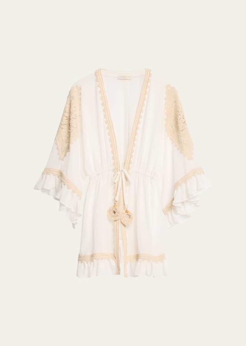 Ramy Brook Libbie Semi-Sheer Crochet Trim Coverup