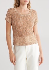 Ramy Brook Lucille Short Sleeve Open Knit Sweater in Gold Combo at Nordstrom Rack
