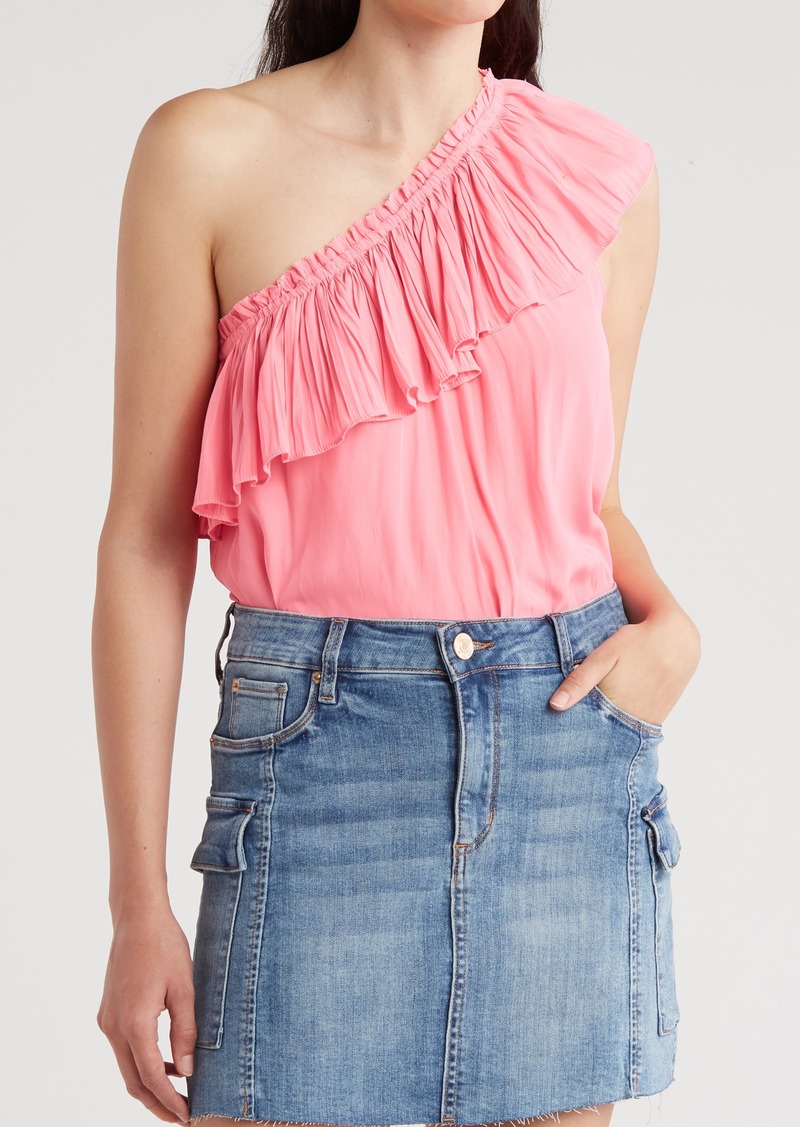 Ramy Brook One-Shoulder Pleat Ruffle Top in Wild Pink at Nordstrom Rack
