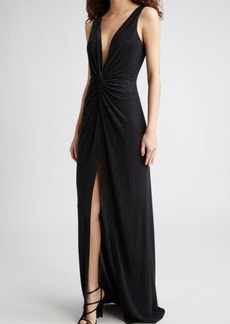 Ramy Brook Rosalyn Studded Plunge Neck Gown