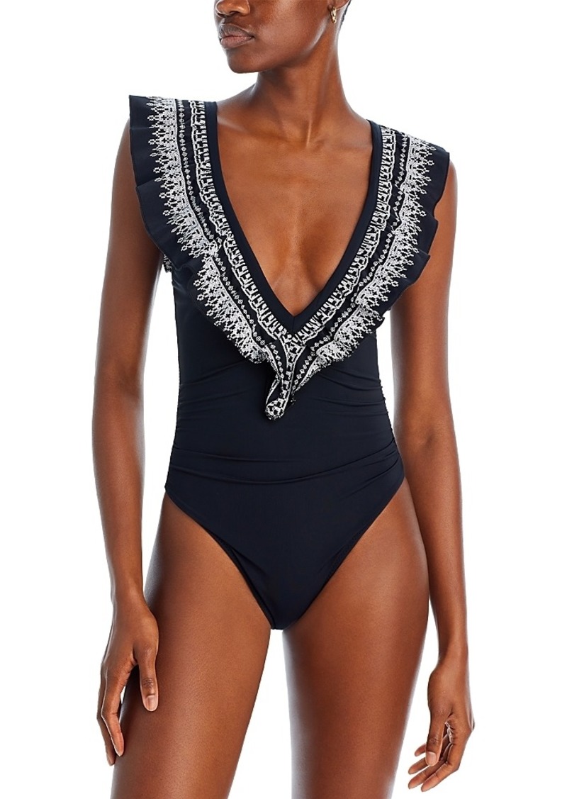 Ramy Brook Tinsley Embroidered One Piece Swimsuit