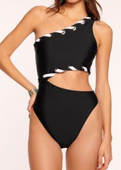 Ramy Brook Verdie Lace-Up One-Shoulder One-Piece Swimsuit
