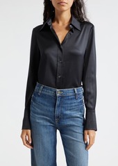 Ramy Brook Victoria Stretch Silk Satin Button-Up Blouse