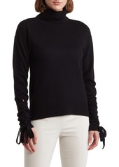 Ramy Brook Walt Turtle Neck Long Lace-Up Sleeve Top in Black at Nordstrom Rack