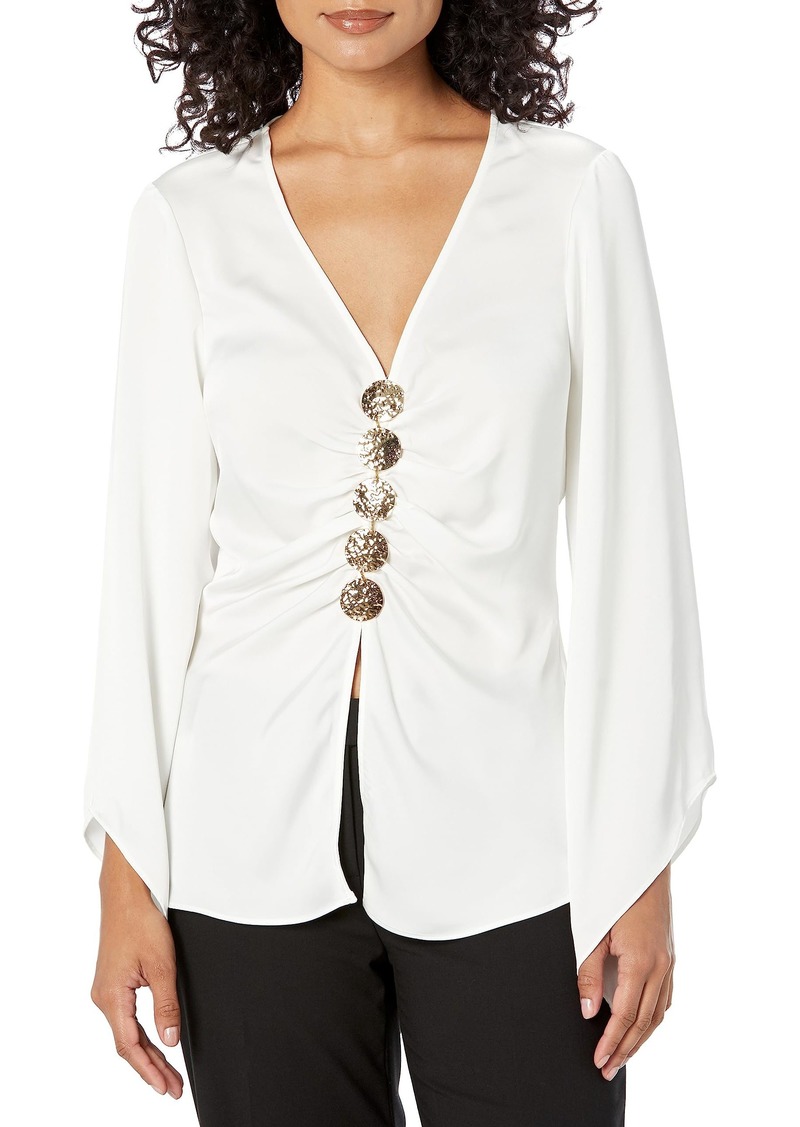 Ramy Brook Women's Livi Satin Embellished Long Sleeve Top