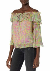 Ramy Brook Women's Printed Shaylyn Off The Shoulder Long Sleeve Top