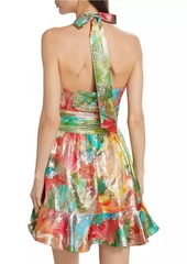 Ramy Brook Reuben Printed Metallic Halterneck Minidress