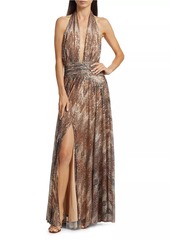 Ramy Brook Reyna Abstract Sequined Halterneck Gown