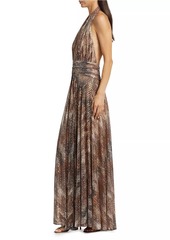 Ramy Brook Reyna Abstract Sequined Halterneck Gown