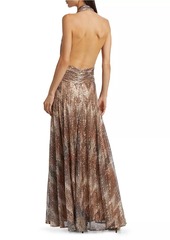 Ramy Brook Reyna Abstract Sequined Halterneck Gown