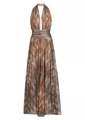 Ramy Brook Reyna Abstract Sequined Halterneck Gown