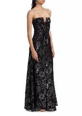 Ramy Brook Rodgers Metallic Floral Gown