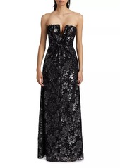 Ramy Brook Rodgers Metallic Floral Gown