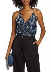 Ramy Brook Rosemarie Floral Metallic Silk Sleeveless Top