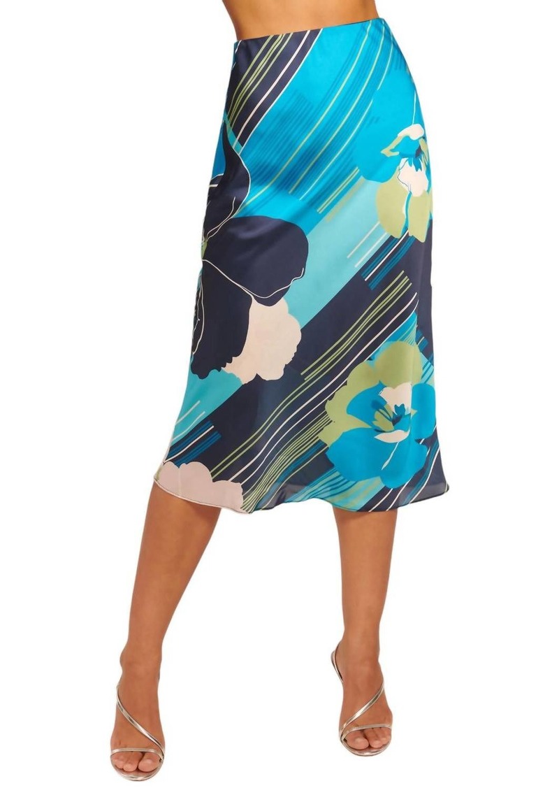 Ramy Brook Rosetta Floral Midi Skirt In Navy Amore