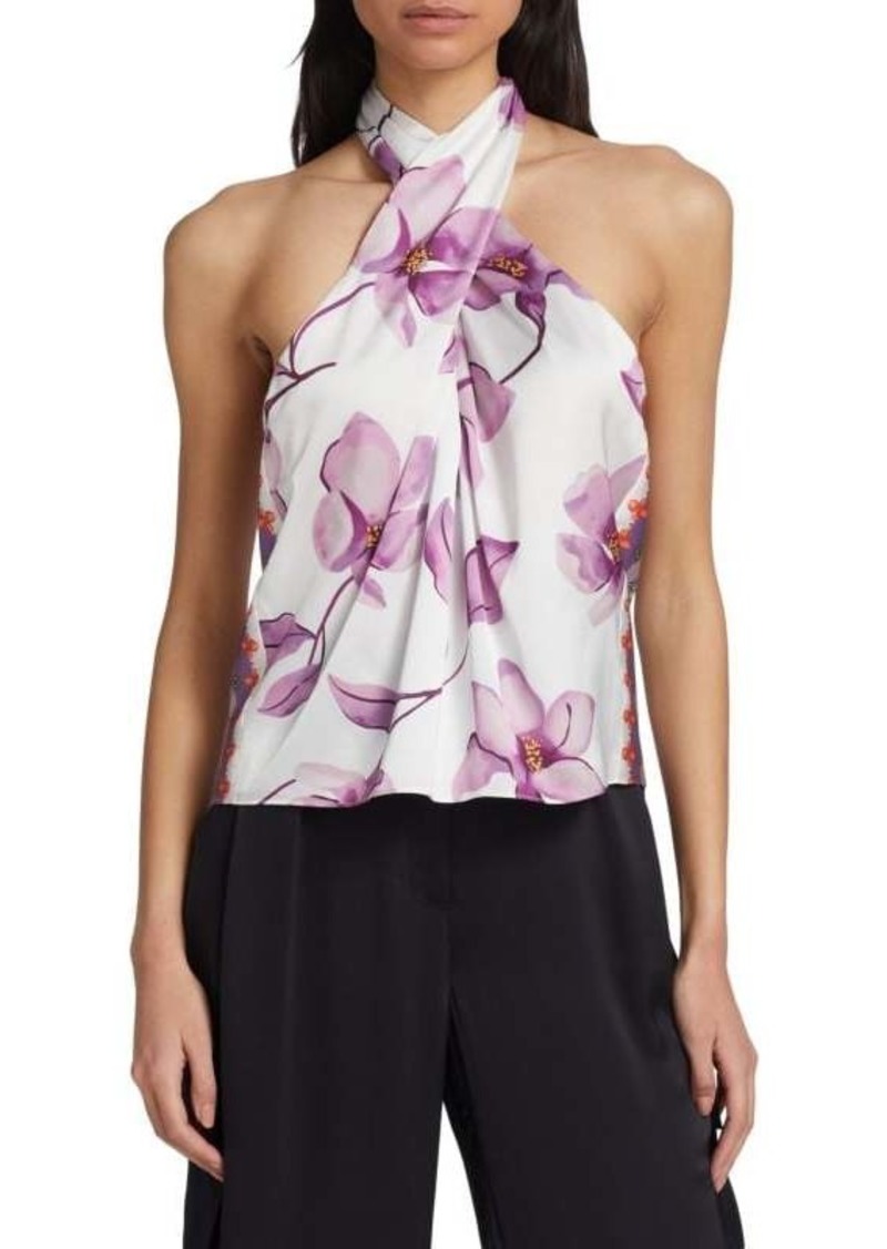 Ramy Brook Rosetta Floral Satin Halter Top