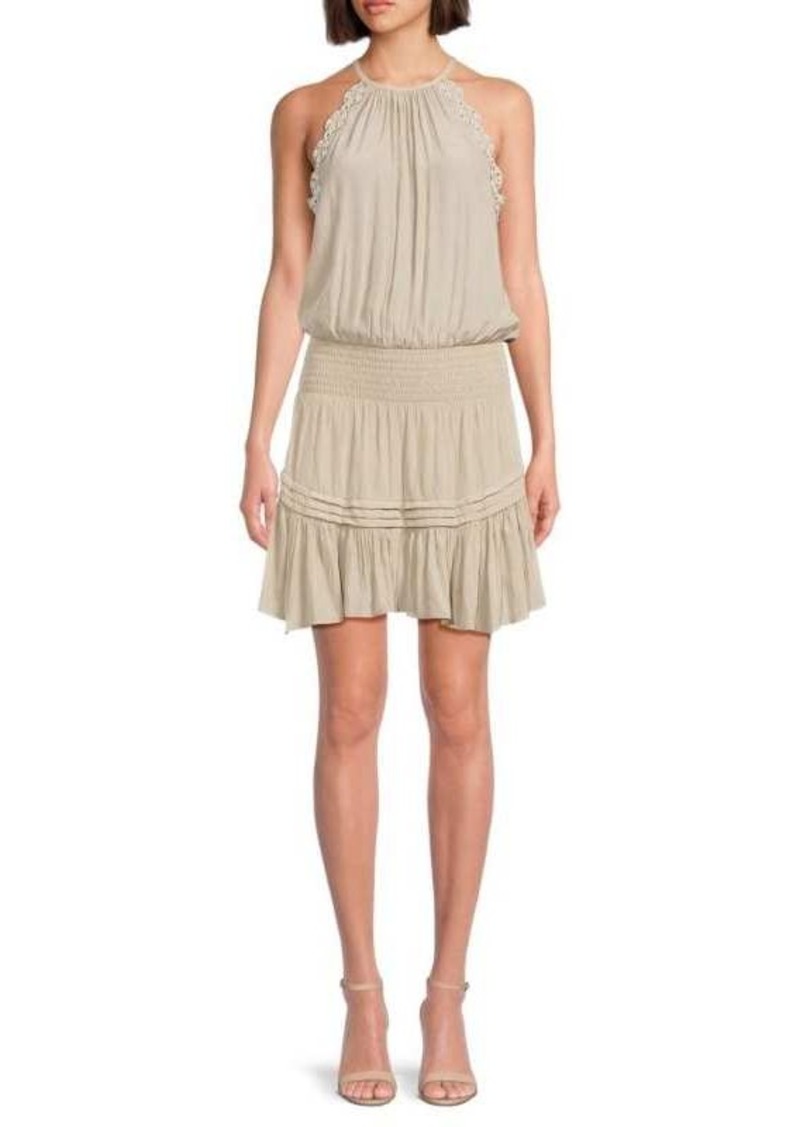 Ramy Brook Rowan Eyelet Smocked Mini Dress