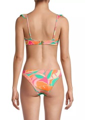 Ramy Brook Siena Palm-Print Ruffled Bikini Top