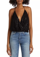 Ramy Brook Sullivan Sequined Halterneck Crop Top