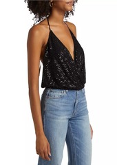 Ramy Brook Sullivan Sequined Halterneck Crop Top