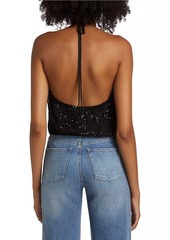 Ramy Brook Sullivan Sequined Halterneck Crop Top