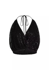 Ramy Brook Sullivan Sequined Halterneck Crop Top