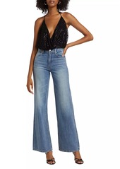 Ramy Brook Sullivan Sequined Halterneck Crop Top