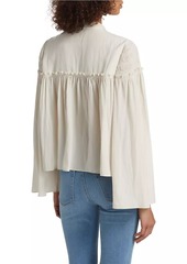 Ramy Brook Tallulah Smocked Tie-Neck Blouse