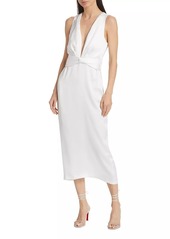 Ramy Brook Talon Satin Plunge Midi-Dress