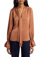 Ramy Brook Tammy Satin Tieneck Blouse